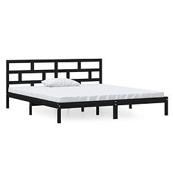 Foto van The living store houten bedframe - grenenhout - 195.5 x 146 x 100 cm - zwart