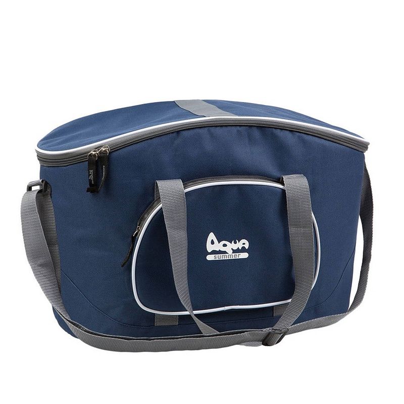 Foto van Grote koeltas 49 x 30 cm navy 30 liter met verstelbare schouderband - koeltas