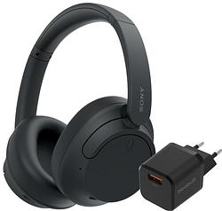 Foto van Sony wh-ch720n zwart + bluebuilt quick charge oplader met usb a poort 18w zwart