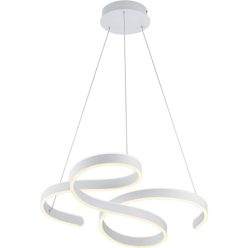 Foto van Led hanglamp - hangverlichting - trion frinco - 52w - warm wit 3000k - dimbaar - rond - mat wit - aluminium