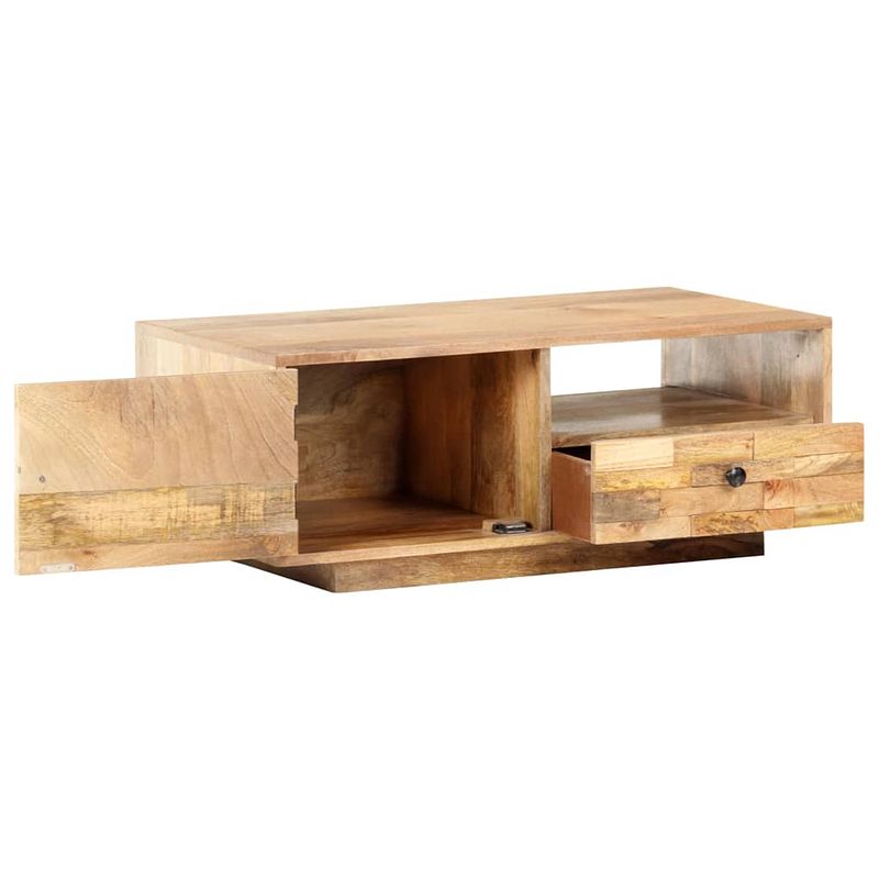 Foto van The living store houten salontafel - vintage uitstraling - massief mangohout - 90 x 50 x 35 cm