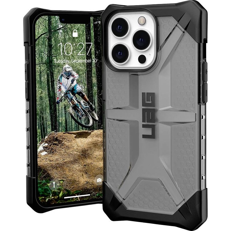 Foto van Urban armor gear plasma case backcover apple iphone 13 pro ash black, transparant