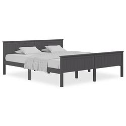 Foto van The living store bedframe grenenhout - grijs - 208 x 188 x 77 cm - geschikte matras 180 x 200 cm - montage vereist