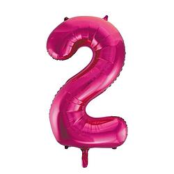 Foto van Cijfer 2 folie ballon roze van 86 cm