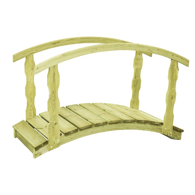 Foto van The living store houten tuinbrug - b-stock - 170 x 74 x 105 cm - grenenhout - met leuningen