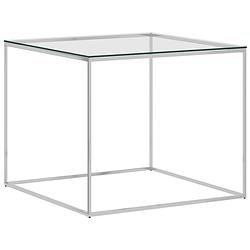 Foto van Vidaxl salontafel 50x50x43 cm roestvrij staal en glas zilverkleurig