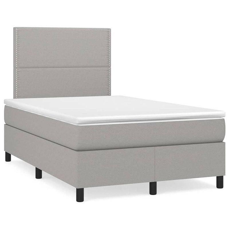 Foto van The living store boxspring bed - lichtgrijs - 203 x 120 x 118/128 cm - pocketvering - middelharde ondersteuning