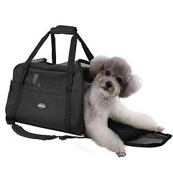 Foto van Nobleza reistas voor huisdieren 41jph - transport tas - dieren draagtas - l43 x b23 x h29 cm - m - zwart