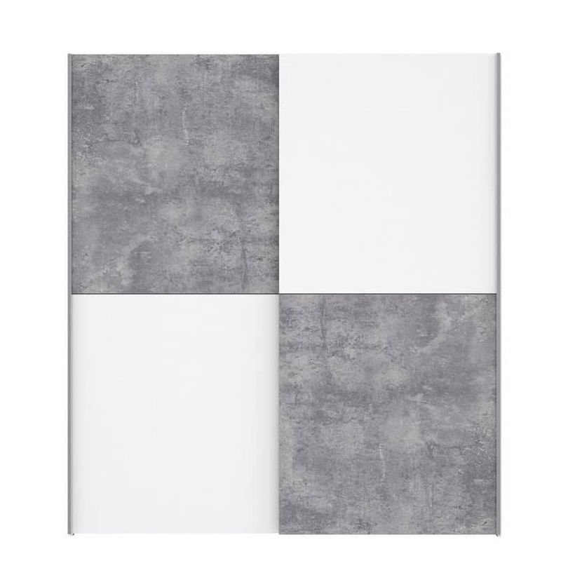Foto van Ulos-kledingkast met 2 schuifdeuren - decor in lichtgrijs en wit beton - l 170,3 cm
