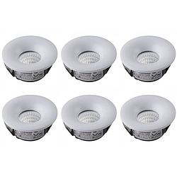 Foto van Led veranda spot verlichting 6 pack - inbouw rond 3w - natuurlijk wit 4200k - mat wit aluminium - ø48.5mm