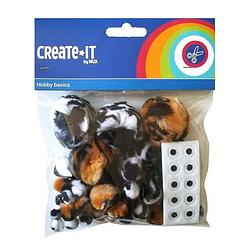 Foto van Creat it animal mix pompoms + oogjes 75 stuks