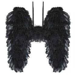 Foto van Halloween - zwarte engelen vleugels 39 cm - verkleedattributen