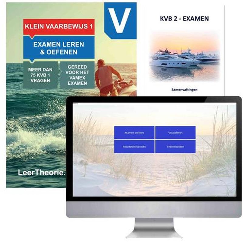 Foto van Vaarbewijs cursusboek met online en een kvb 1 samenvatting - kleinvaarbewijs 1 theorieboek - recreatievaartexamen 1