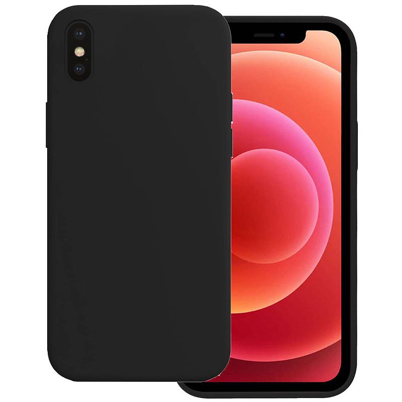 Foto van Basey hoes voor iphone xs hoesje siliconen back cover case - hoes voor iphone xs hoes silicone case hoesje - zwart