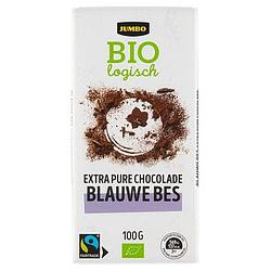 Foto van Jumbo blauwe bes pure chocolade biologisch 100g