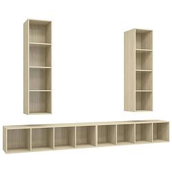 Foto van The living store tv-meubelset - sonoma eiken - 37 x 37 x 142.5 cm - 4x tv-meubel