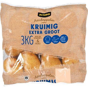 Foto van 1+1 gratis | jumbo aardappelen kruimig extra groot 3kg aanbieding bij jumbo