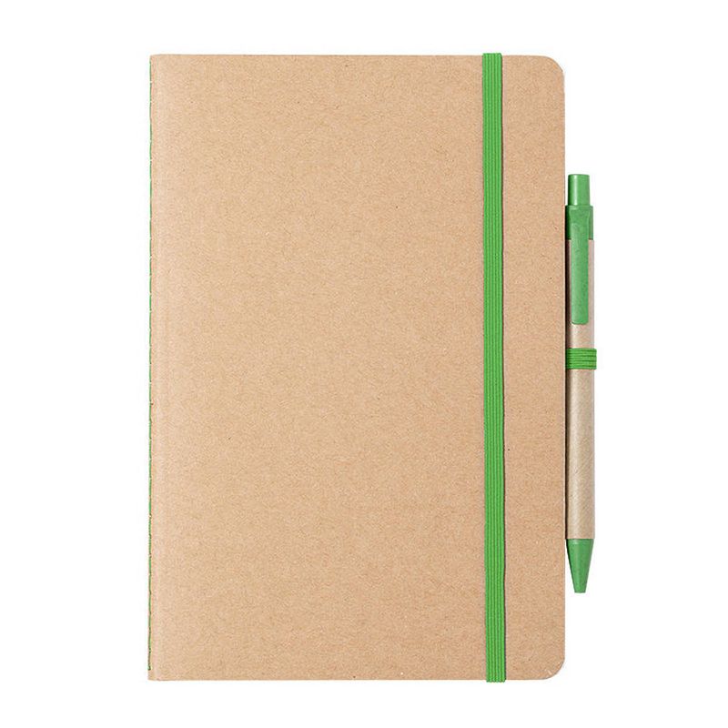 Foto van Natuurlijn schriftje/notitieboekje karton/groen met elastiek a5 formaat - schriften