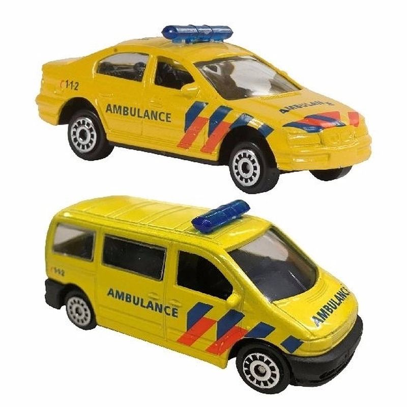 Foto van Nederlandse ambulance speelgoed modelauto set 2-dlg