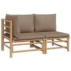 Foto van Infiori 2-delige loungeset met kussens bamboe taupe