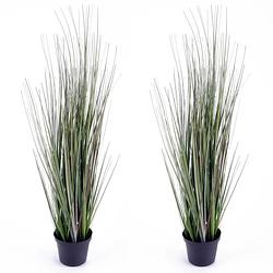 Foto van Set van 2x stuks kunstplanten groen gras sprieten 50 cm. - kunstplanten