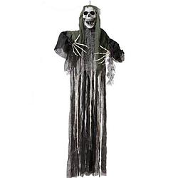 Foto van Halloween/horror thema hang decoratie geest/spook skelet - enge/griezelige pop - 158 cm - feestdecoratievoorwerp