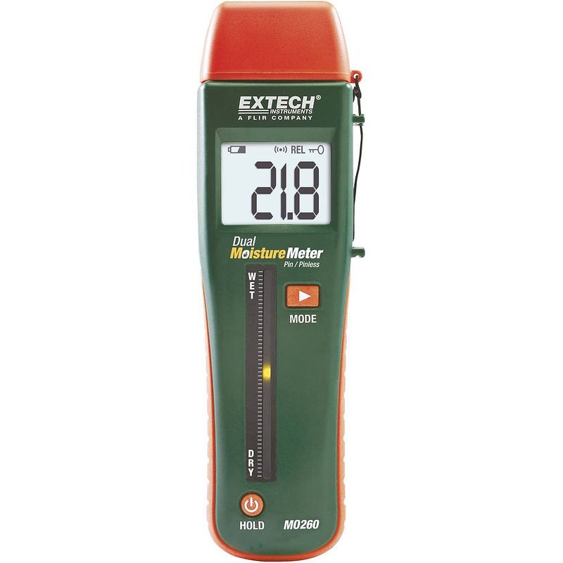 Foto van Extech mo260 materiaalvochtmeter meetbereik bouwvochtigheid 0 tot 99.9 %vol. meetbereik houtvochtigheid (bereik) 0 tot 99.9 %vol.