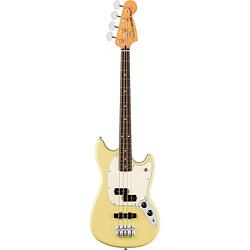 Foto van Fender player ii mustang bass pj rw hialeah yellow elektrische basgitaar