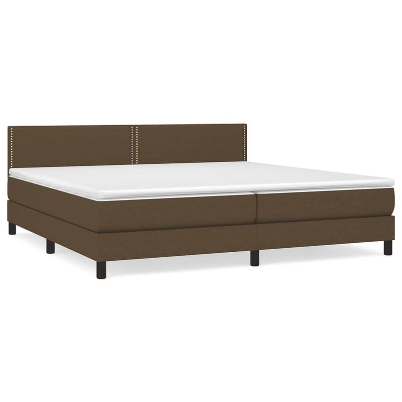 Foto van The living store boxspringbed - comfort - bed - 203 x 200 x 78/88 cm - donkerbruin - stof (100% polyester) - inclusief