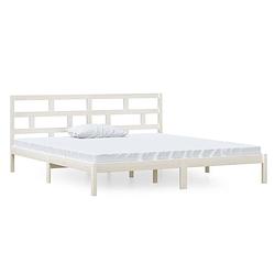 Foto van The living store bedframe massief grenenhout wit 140x190 cm - bed