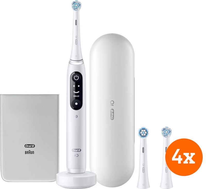 Foto van Oral-b io 7w wit + io ultimate clean opzetborstels (4 stuks)