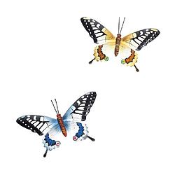 Foto van Set van 2x stuks metalen tuin muur wand decoratie vlinders 37 cm - tuin dieren decoraties