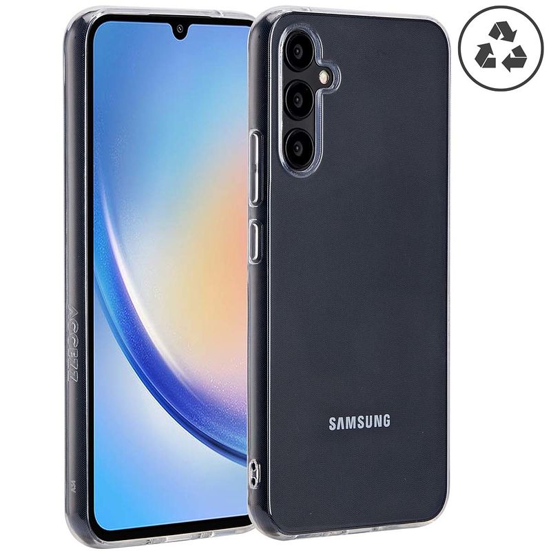 Foto van Accezz 100% recycled clear backcover samsung galaxy a34 (5g) telefoonhoesje transparant