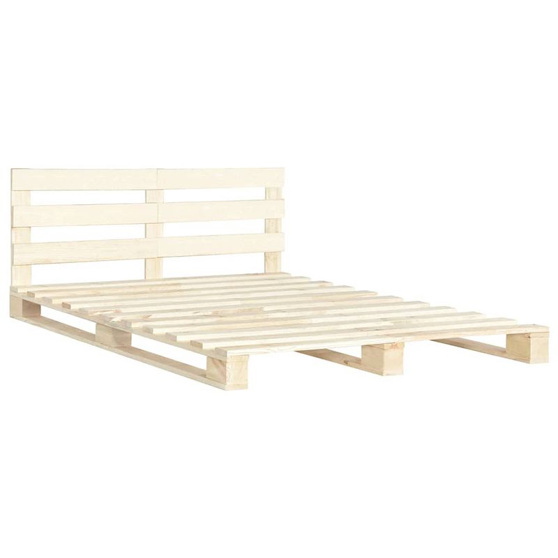 Foto van The living store pallet bedframe - massief grenenhout - 200 x 180 x 65 cm - naturel - met hoofdsteun