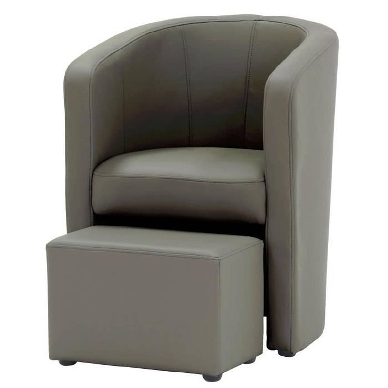 Foto van Nino fauteuil + poef - faux taupe