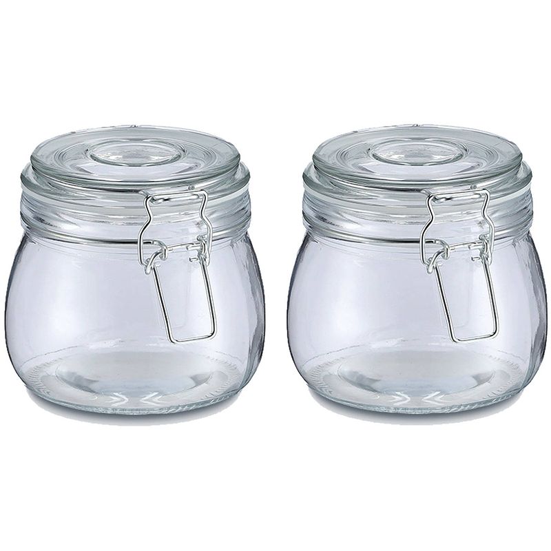 Foto van Zeller weckpot/inmaakpot alfie - 2x - 500 ml - glas - beugelsluiting - d11 x h11 cm - weckpotten