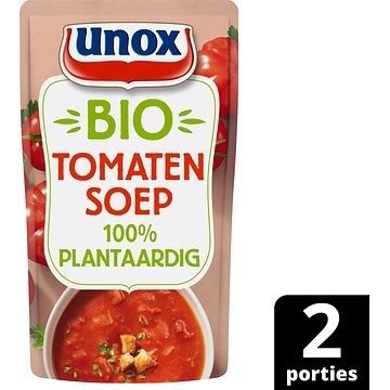 Foto van 2 zakken soep a 570 ml, pakken cupasoup a 3 stuks of single verpakkingen noodles of pasta | unox biologische soep biologische tomaten 570ml aanbieding bij jumbo
