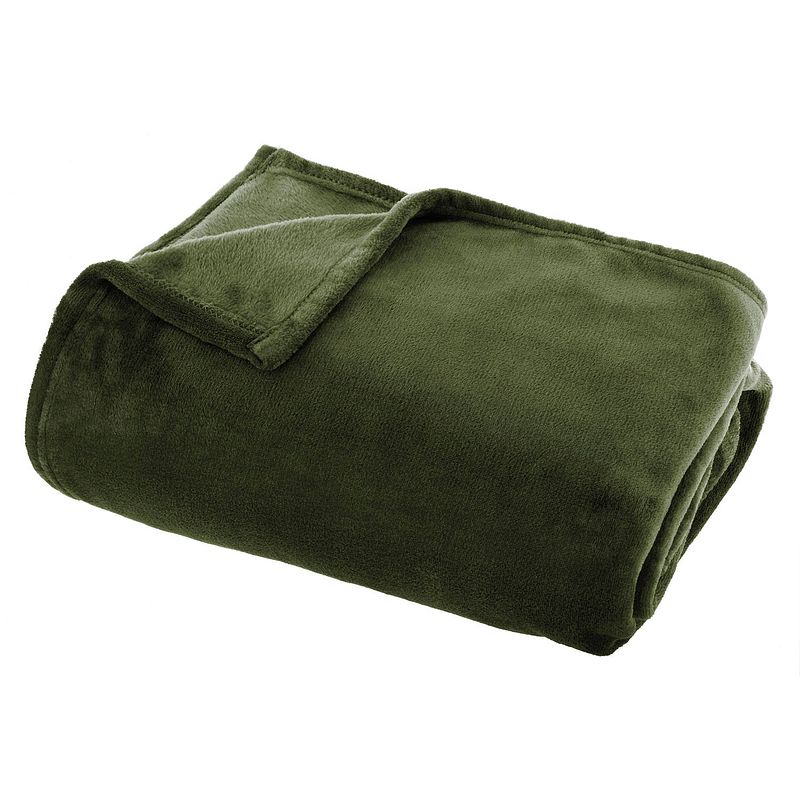 Foto van Casa di elturo flanellen fleece plaid tijm groen - l - 125 x 150 cm