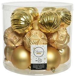 Foto van 20x stuks luxe kunststof kerstballen goud mix 8 cm - kerstbal