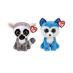 Foto van Ty - knuffel - beanie boo's - linus lemur & prince husky