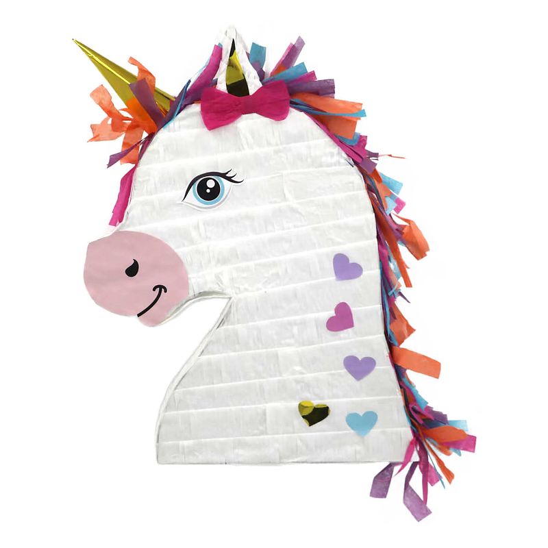 Foto van Pinata van papiera  - unicorn thema - 42 x 30 cm - feestartikelen verjaardag - pinatas