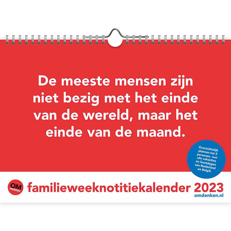 Foto van Omdenken familieweeknotitie kalender 2023