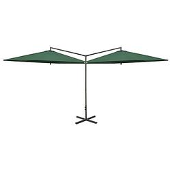 Foto van Vidaxl parasol dubbel met stalen paal 600 cm groen