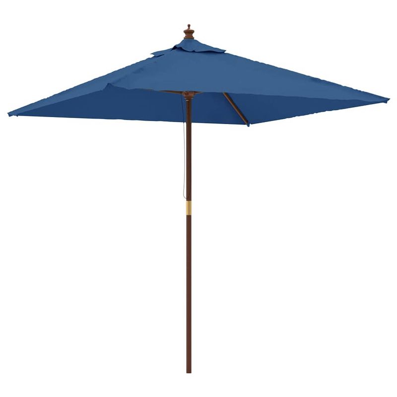 Foto van Vidaxl parasol met houten paal 198x198x231 cm azuurblauw