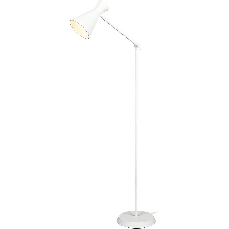 Foto van Led vloerlamp - vloerverlichting - trion ewomi - e27 fitting - rond - mat wit - aluminium