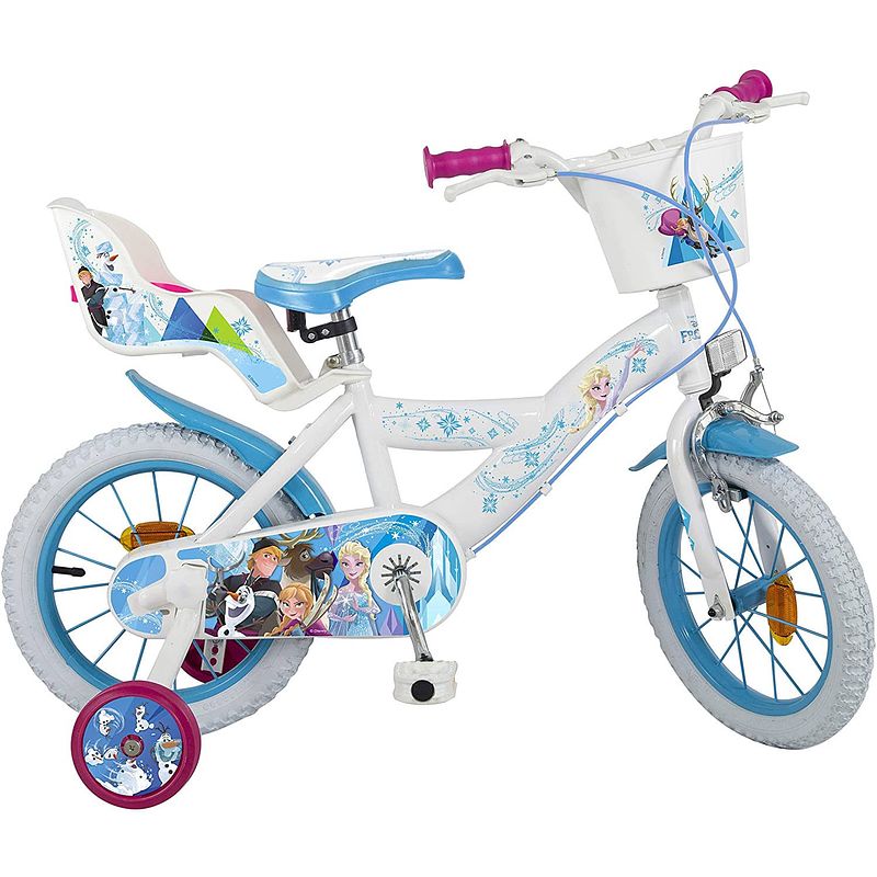 Foto van Disney meisjesfiets frozen 14 inch 23,5 cm meisjes knijprem wit/blauw