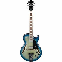 Foto van Ibanez george benson gb10em-jbb jet blue burst hollowbody