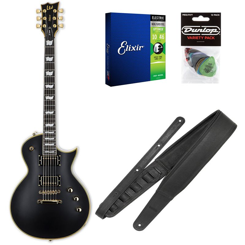 Foto van Esp ltd deluxe ec-1000 vintage black duncan + accessoires