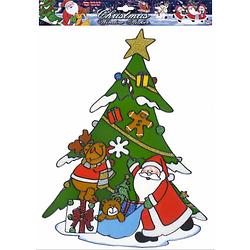 Foto van Kerst raamstickers/raamdecoratie kerstman/rendier plaatjes 40 cm - feeststickers