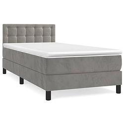 Foto van The living store boxspringbed - bed met pocketvering matras en huidvriendelijke topmatras - lichtgrijs - 193x90x78/88